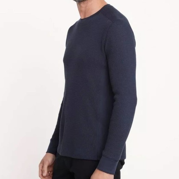 Vince Thermal Long Sleeve Crew Neck T-Shirt Men's XL Dark Navy Blue Top - Picture 7 of 9